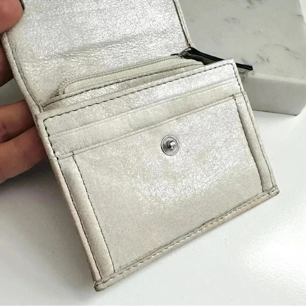 Aimee Kestenberg Metallic Silver Shimmer Small Leather Wallet